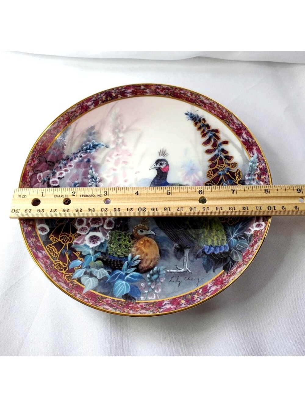 Elegance Peacock Plate By Lily Chang Gardens Of Paradise 1993 COA - Picture 5 of 11